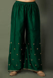 Green Chanderi Palazzos With Zari Embroidery