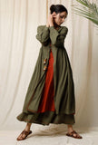 Mehendi Cotton Slub Gathered Shrug