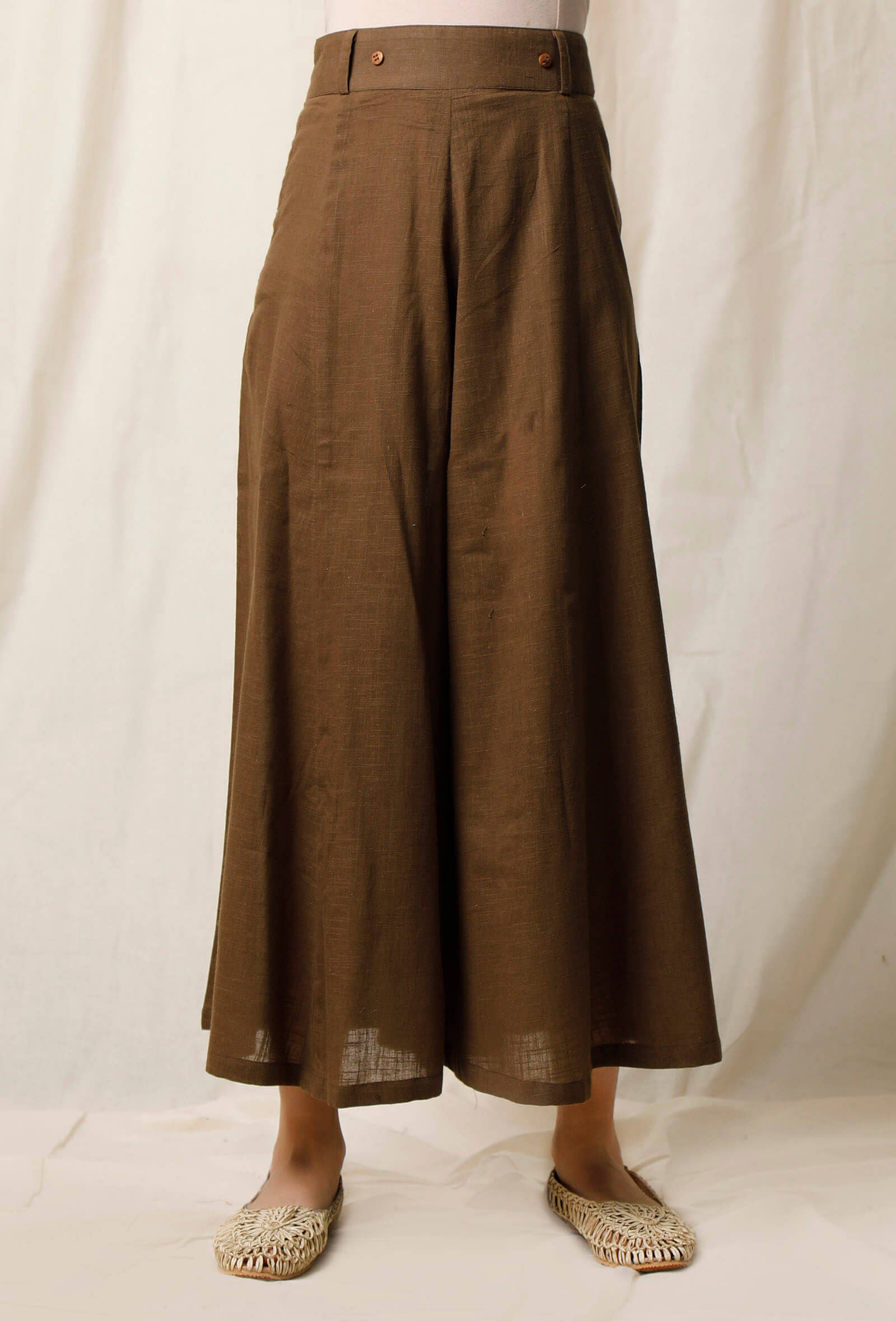 Mehendi Green Cotton Slub Culottes