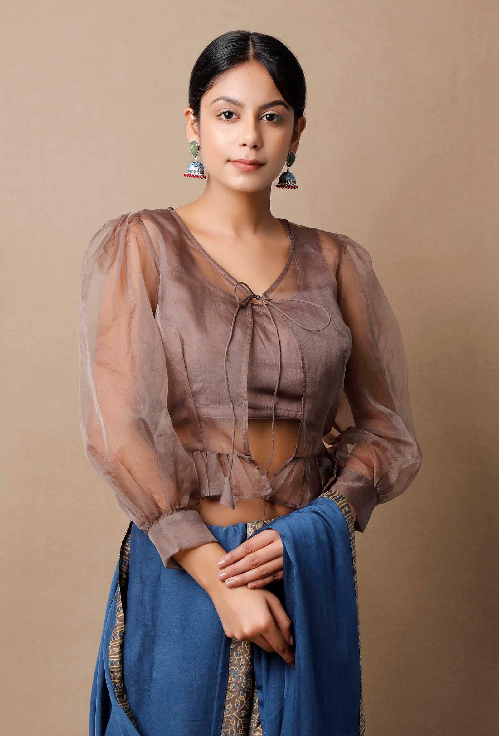 Mud Brown Organza Blouse