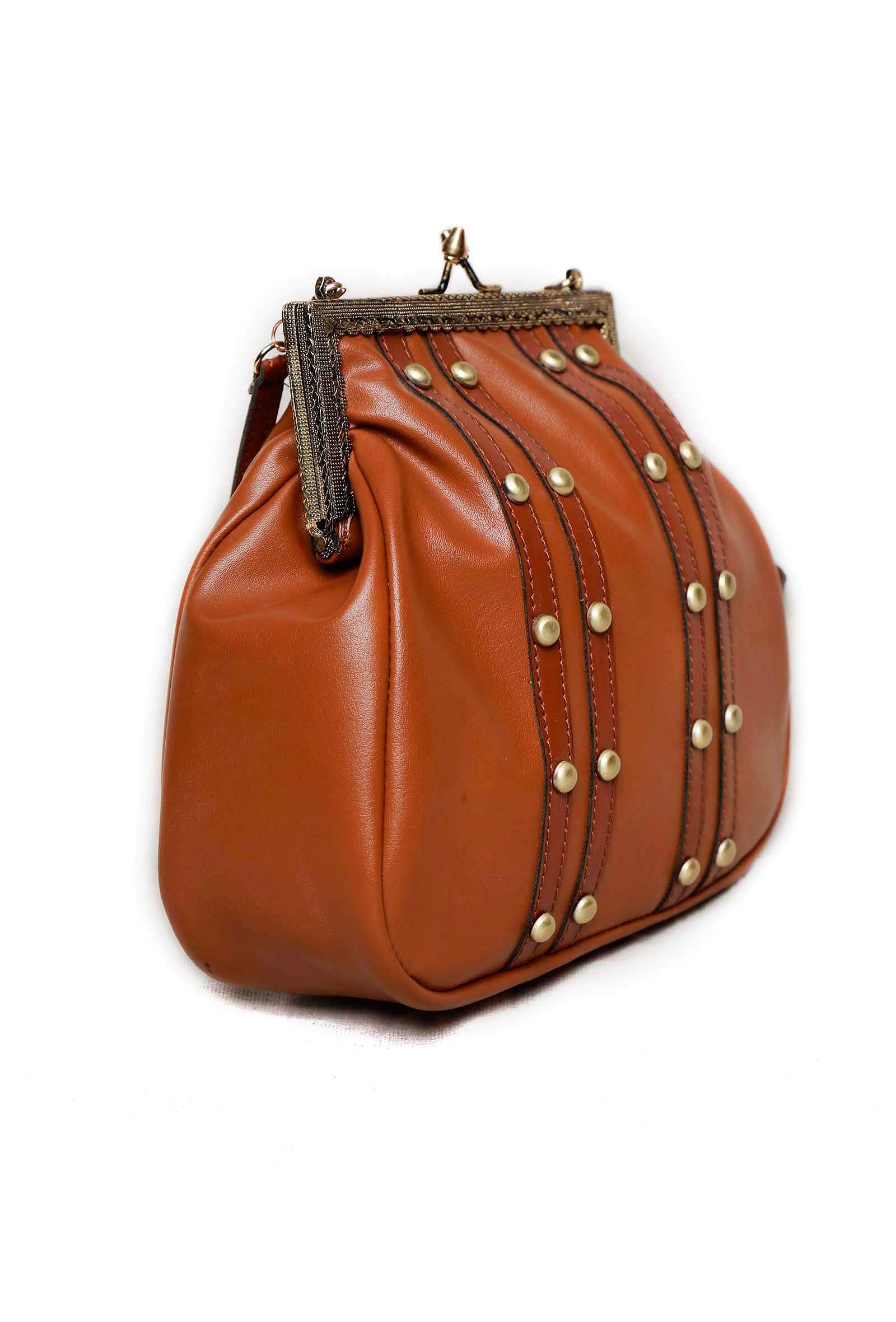 Tan And Brown Cruelty-Free Leather Sling Bag