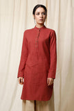Set of 2: Gerua Pathani Kurta & Beige Cotton Salwar