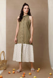 Green Collared A-Line Dress