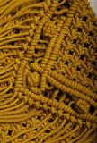 Mustard Yellow Macrame Woven Sling Bag With Jaccurd Cruelty-Free Leather Pouch