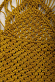 Mustard Yellow Macrame Woven Sling Bag With Jaccurd Cruelty-Free Leather Pouch