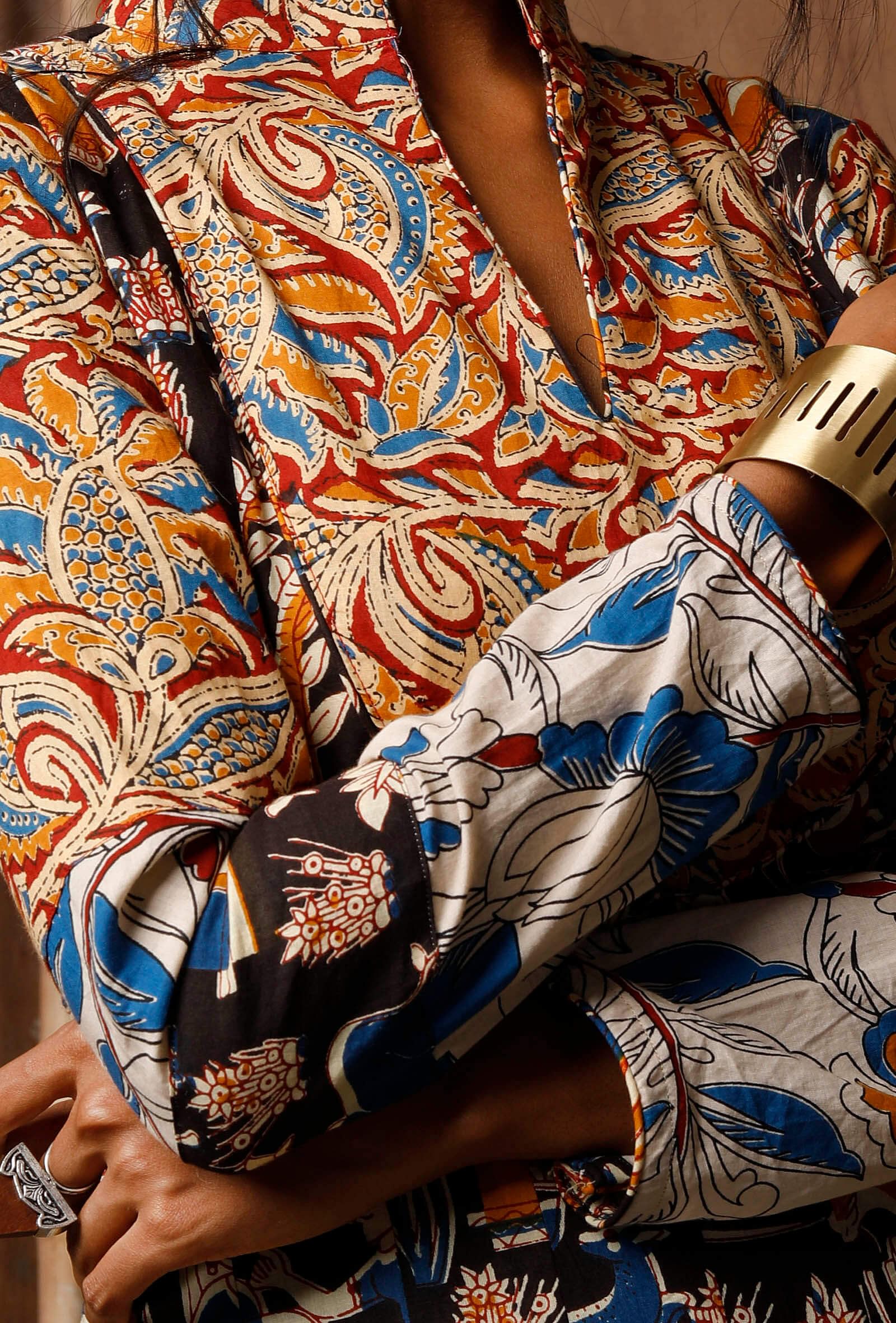 Block-printed anarkali kurta in cotton