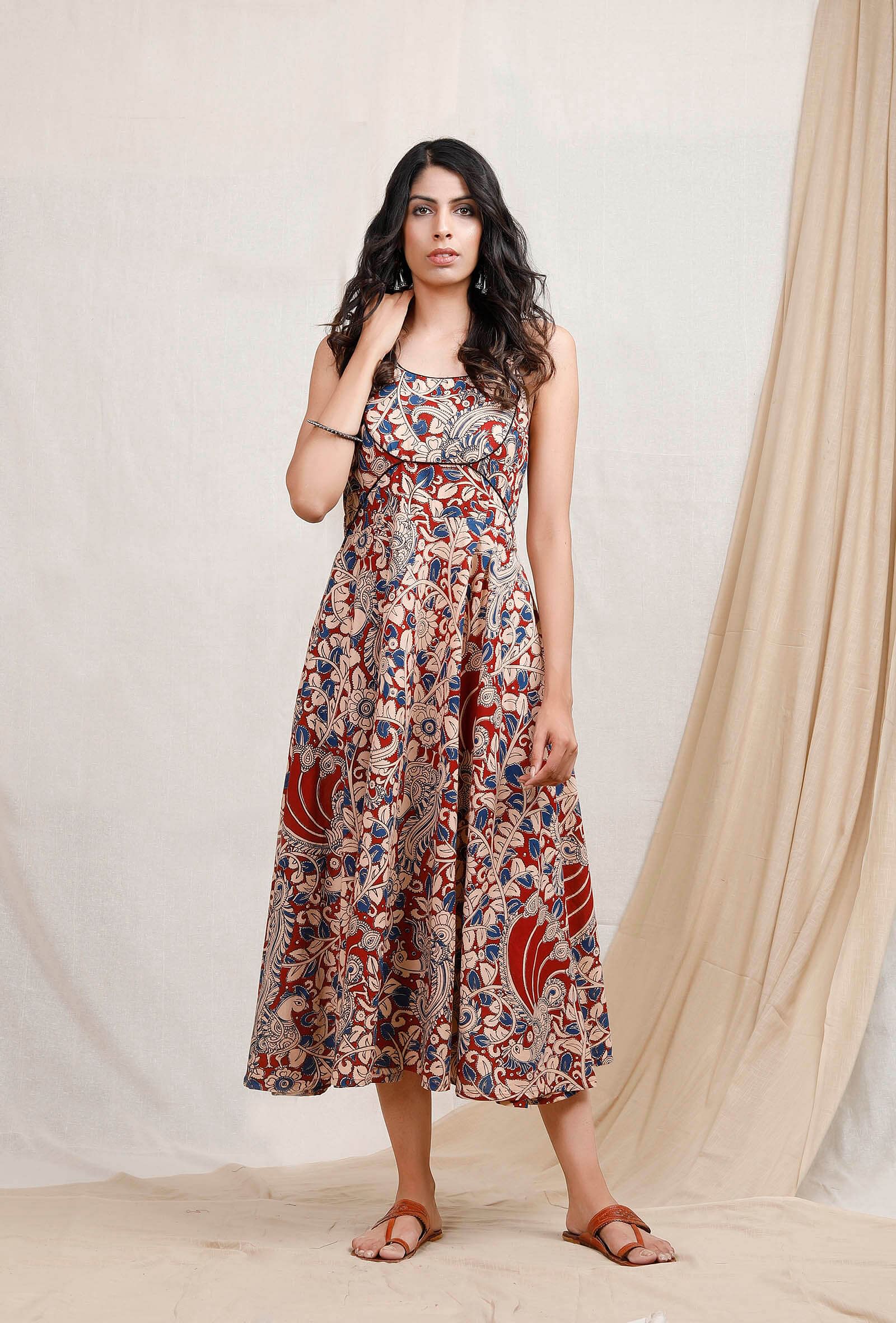 Red Kalamkari Dress