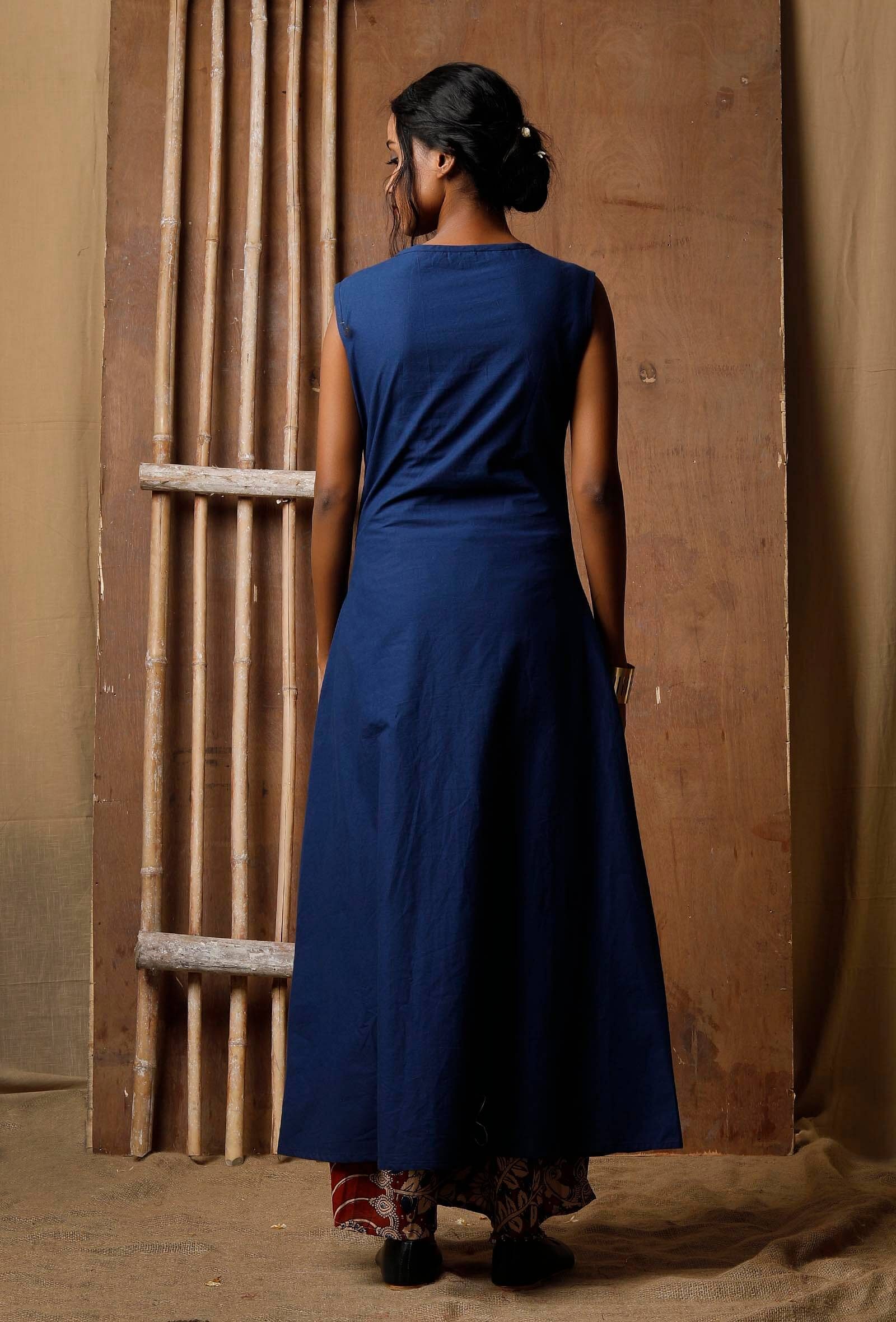 Long Blue Cotton Kurta