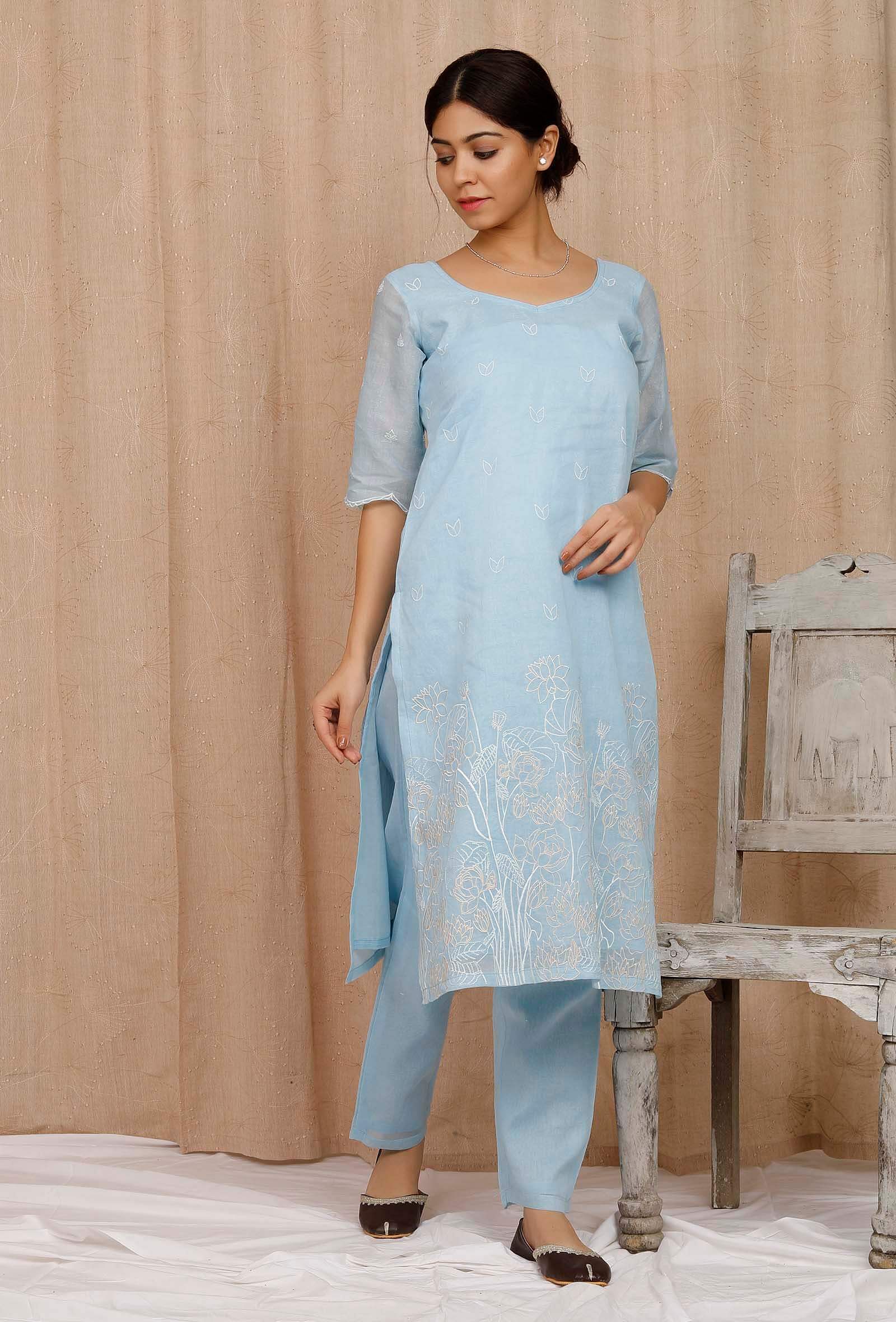 Light Blue Organdy Kurta