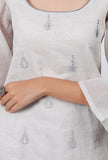 Grey Embroidered Organdy Kurta