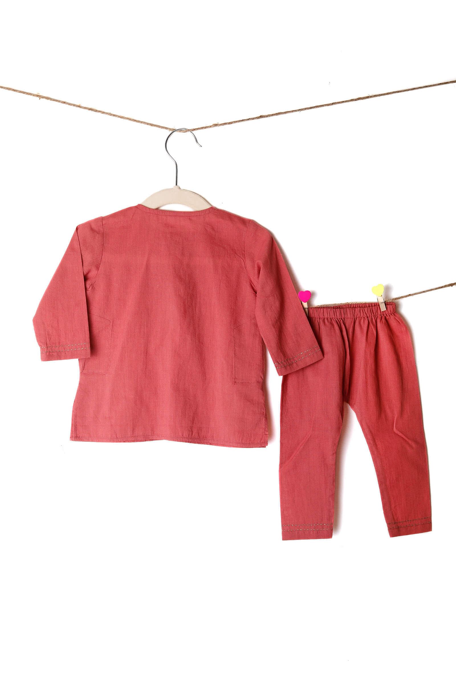 Set of 2: Peachy Pink Bamboo Kurta Pajama Set