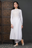 White Cotton Kurta With Zari Stitch Lines