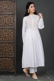 White Cotton Kurta With Zari Stitch Lines