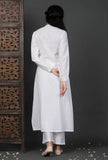 White Cotton Kurta With Zari Stitch Lines