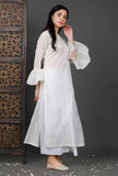 Bell Sleeves White Soya Cotton Kurta