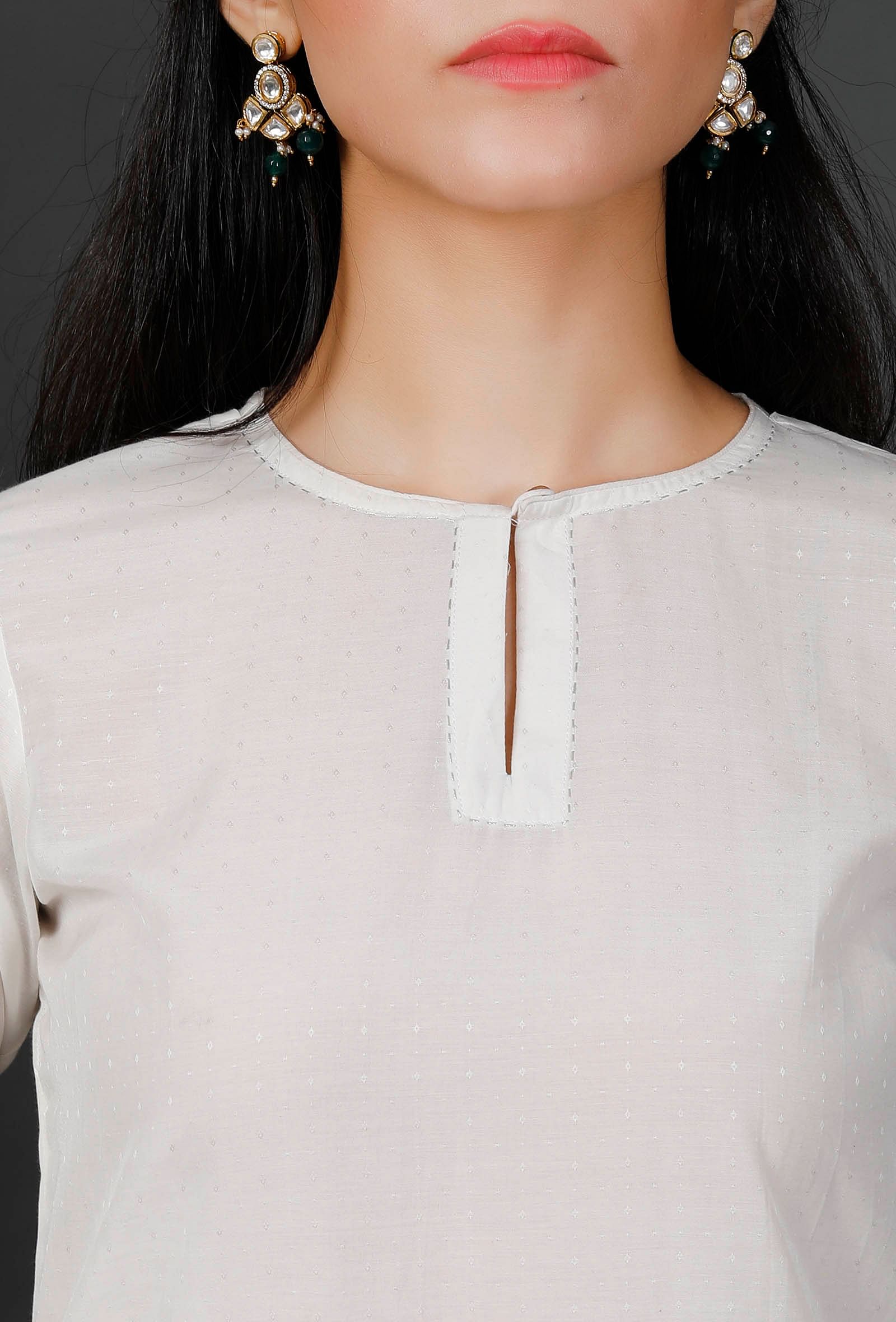 Bell Sleeves White Soya Cotton Kurta