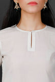 Bell Sleeves White Soya Cotton Kurta