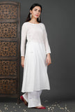 Side Dori White Soya Cotton Kurta