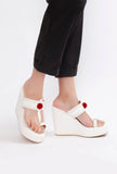 White Vegan Leather Wedges