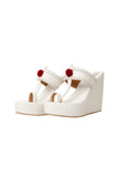 White Vegan Leather Wedges