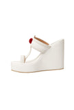 White Vegan Leather Wedges