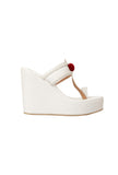 White Vegan Leather Wedges