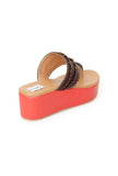 Rusted Orange & Brown Vegan Leather Wedges