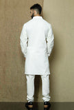 Set of 2:Safed Collared  Cotton Kurta and Pyjama