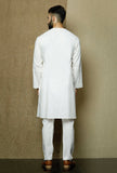Set of 2:Safed Round Neck  Cotton Kurta and Pyjama