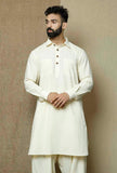 Off White Collared Cotton Kurta