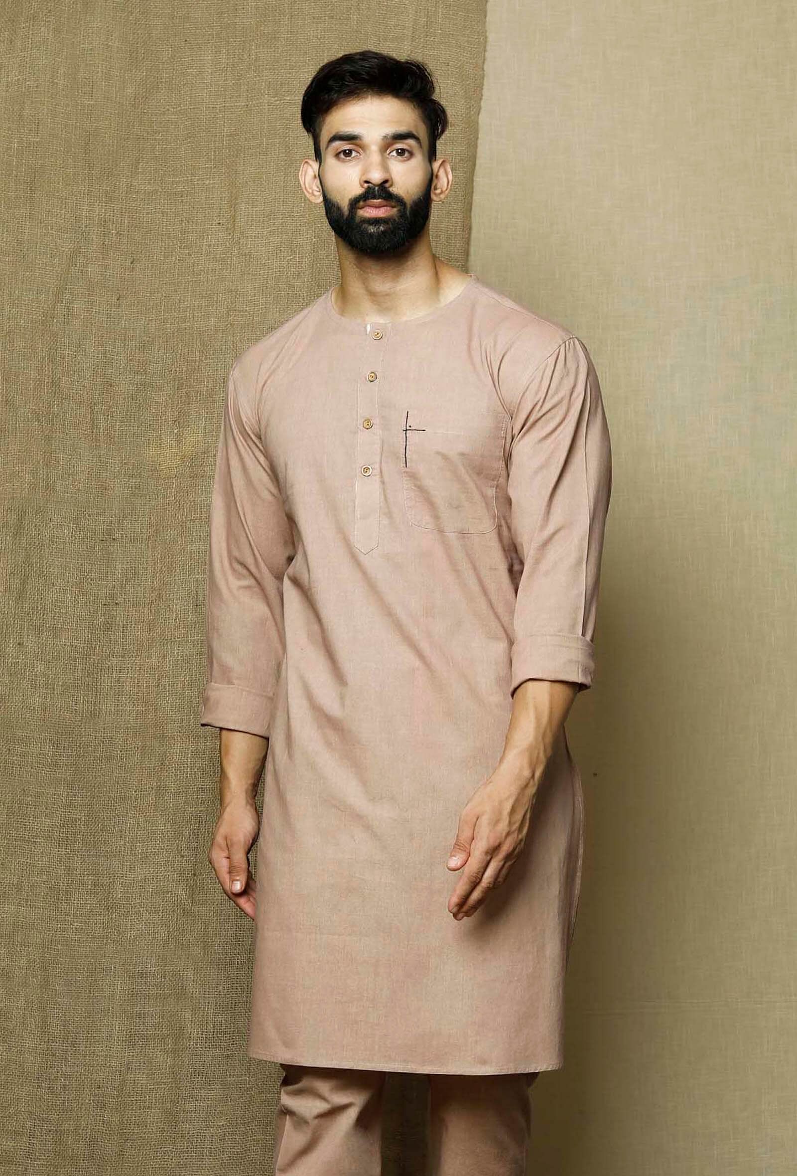 Beige  Cotton Kurta