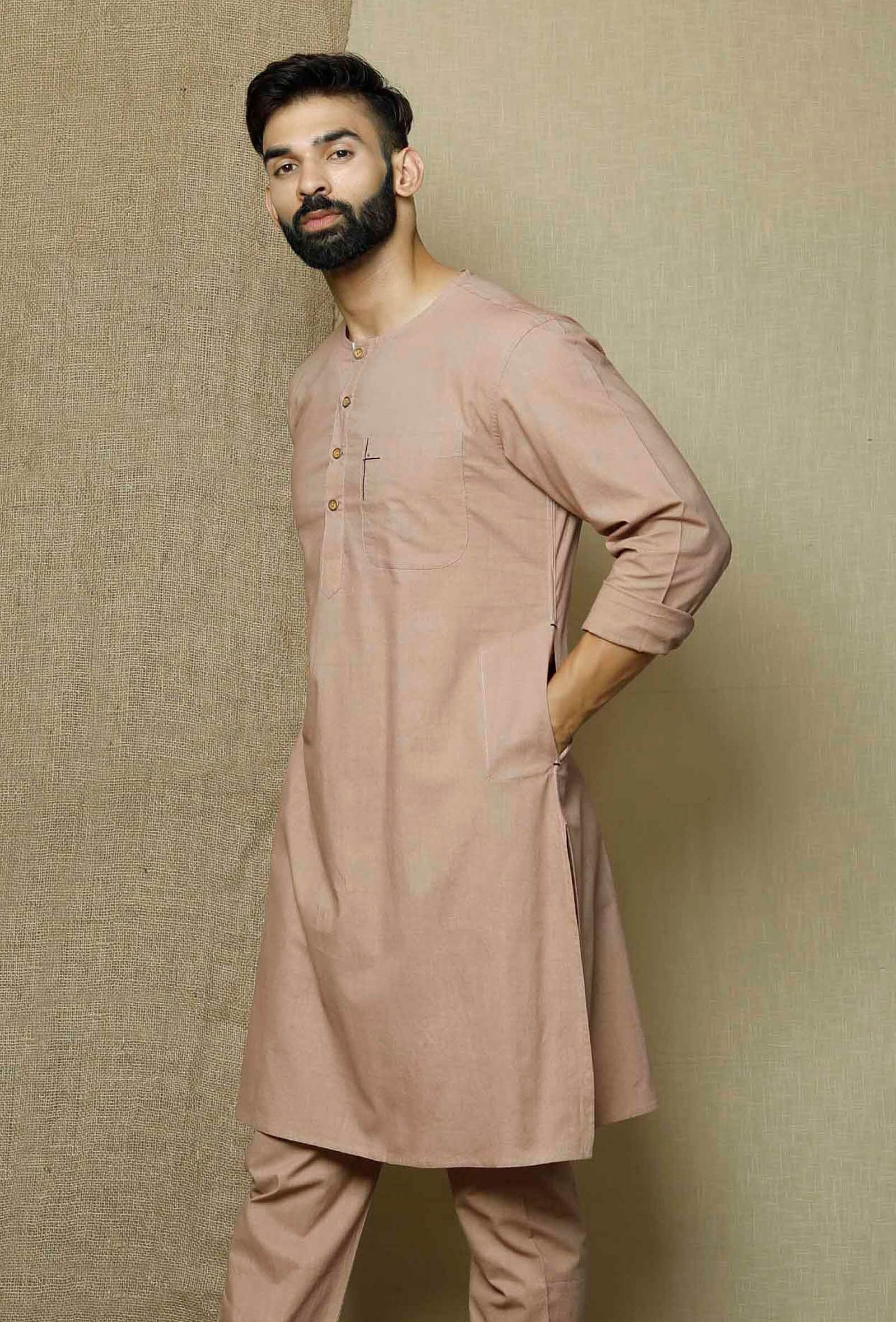 Beige  Cotton Kurta