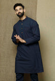 Prussian Blue Cotton Kurta