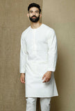 Safed Round Neck Cotton Kurta
