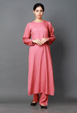 Set of 3: Pink Bamboo Kurta/Pallazo and Eucallyptus Dupatta
