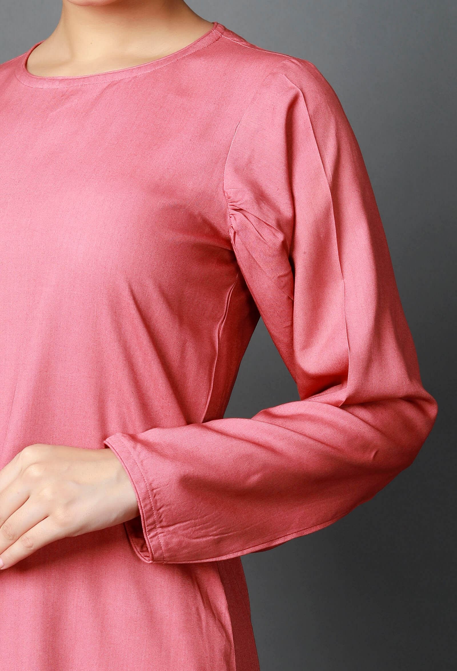 Set of 3: Pink Bamboo Kurta/Pallazo and Eucallyptus Dupatta