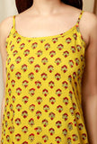 Tuscan Yellow Printed Modal Ajrakh Slip Dress