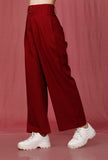 Red Plain Linen Pant