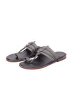 Metal Grey Handcrafted Cruelty-Free Leather Kolhapuri Inspired Chappals