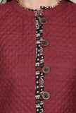 Red and Black Handblock Printed Quilted Reversible Jacket