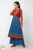 A-line Multicolor Blocked Cotton Kurta