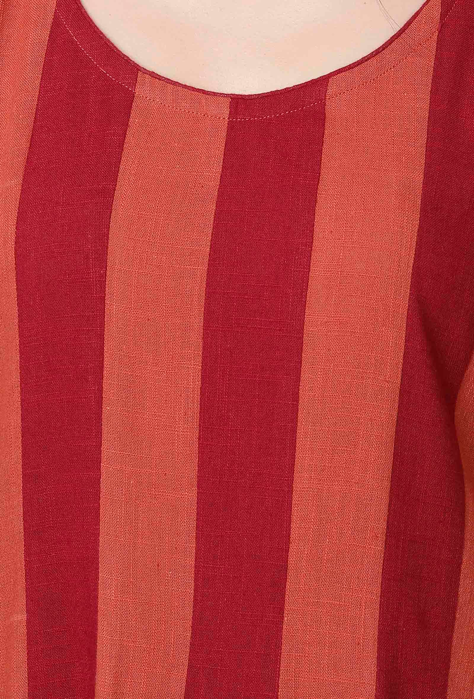 Maroon and Rust Orange Cotton Anarkali Kurti