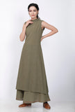 Mehandi Green Halter Neck Cotton Kurta
