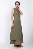Mehandi Green Halter Neck Cotton Kurta