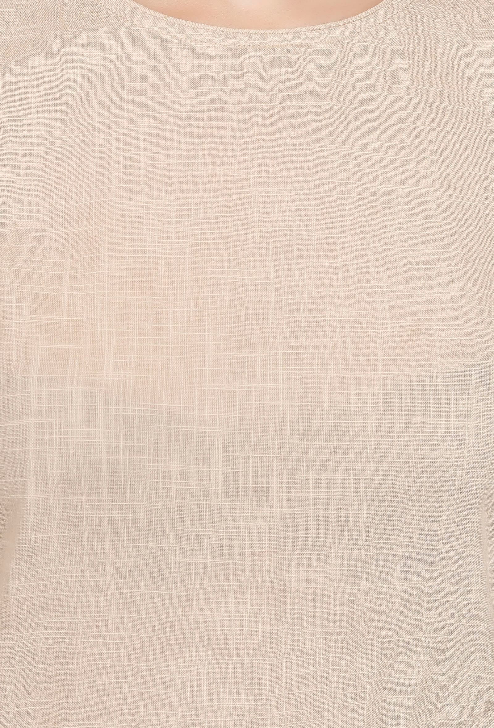 Set of 2 : Beige Cotton Slub Top and Pants