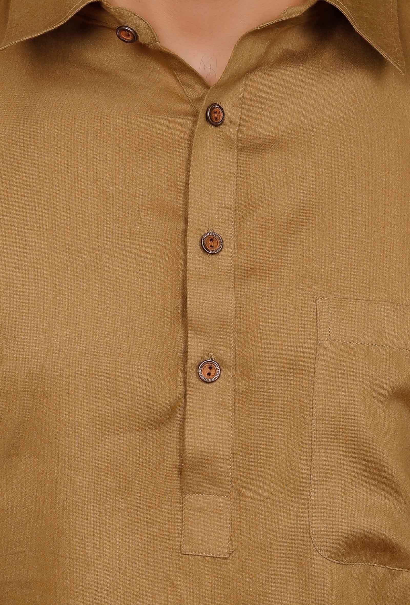 Set of 2:Olive Green Cotton Satin Pathani Kurta and Pyjama