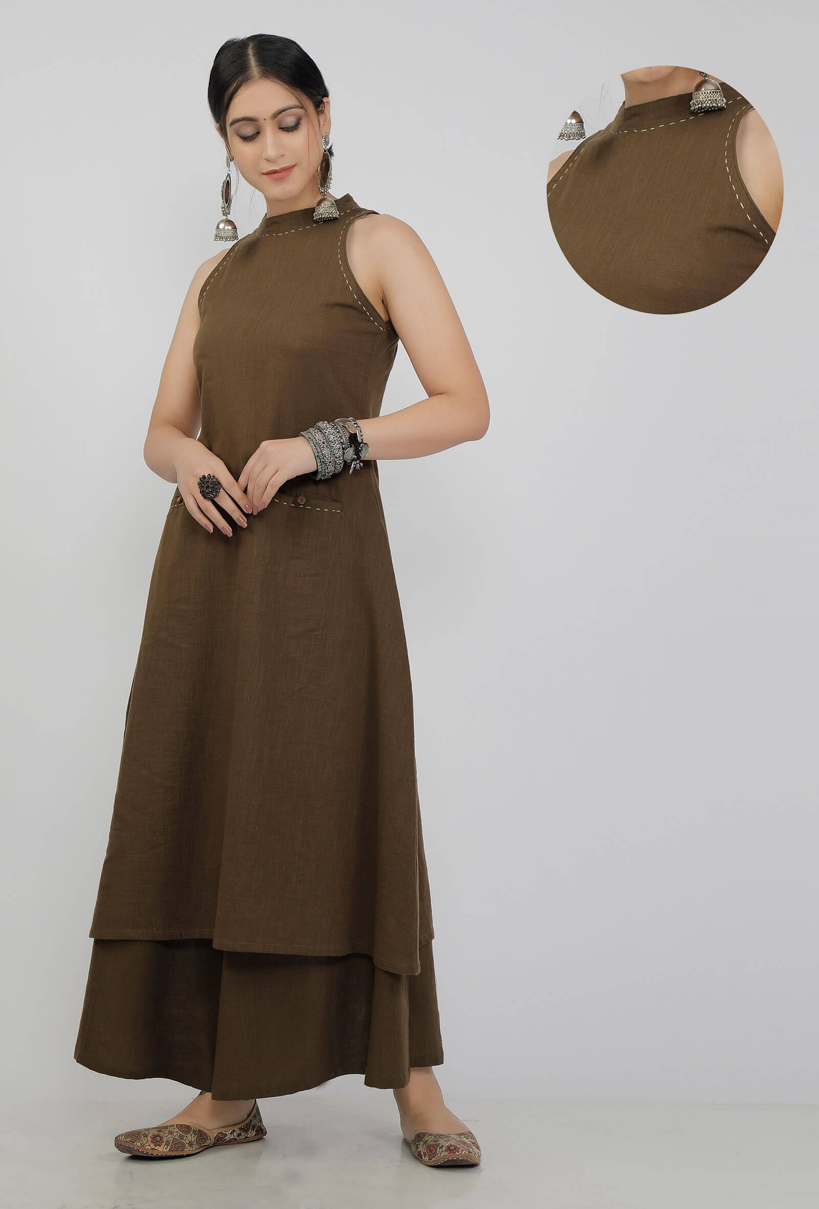 Cotton slub kurta with pockets