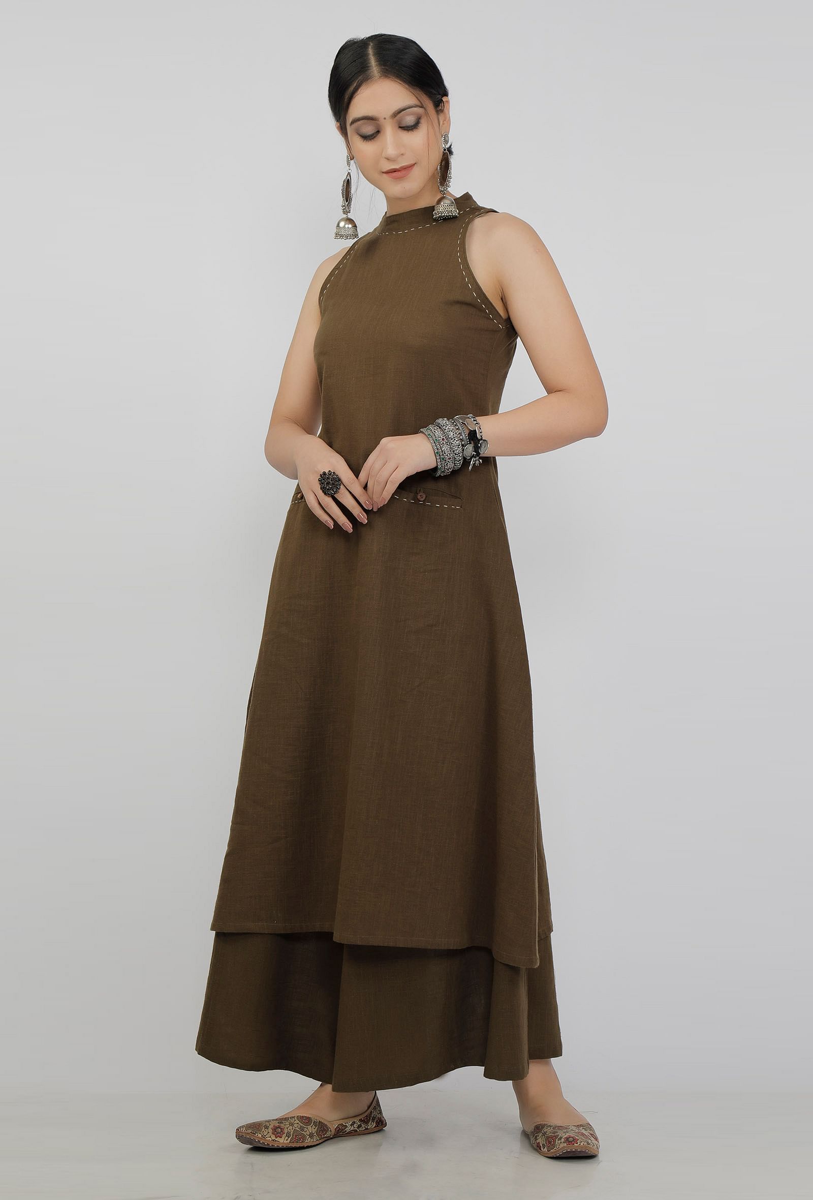 Textured slub cotton kurta