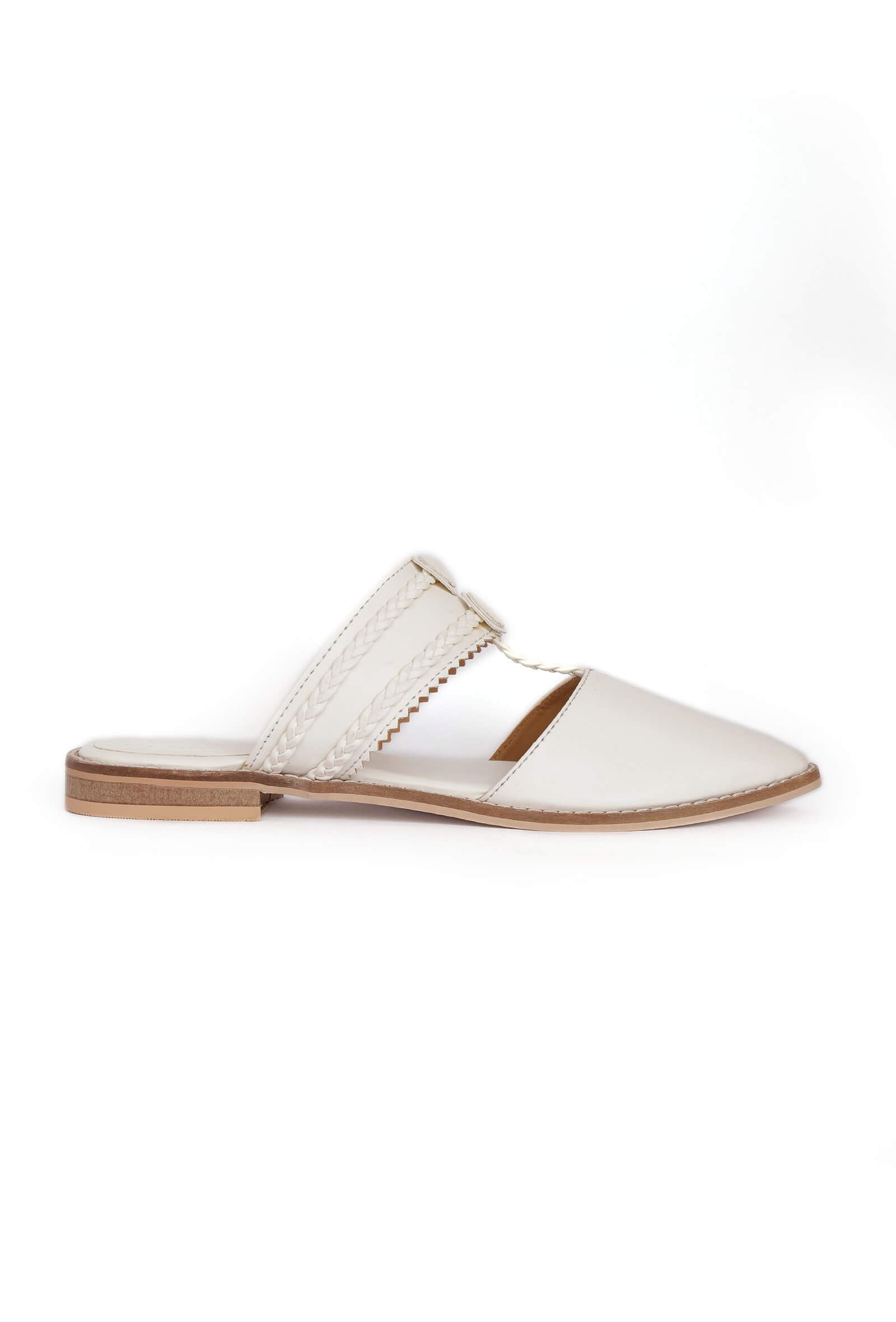 White Safed Braided Sliders