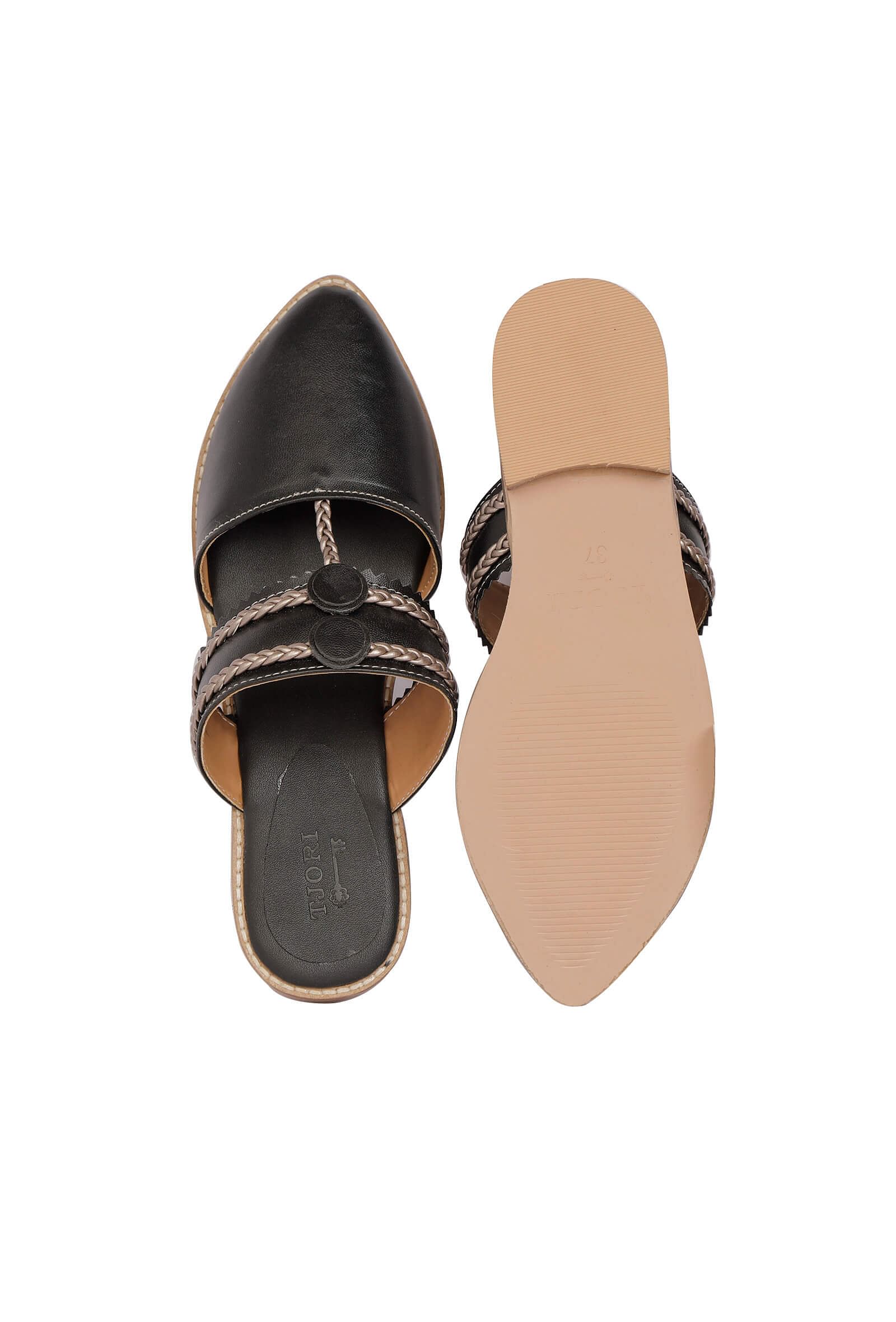 Black Sunheri Braided Sliders